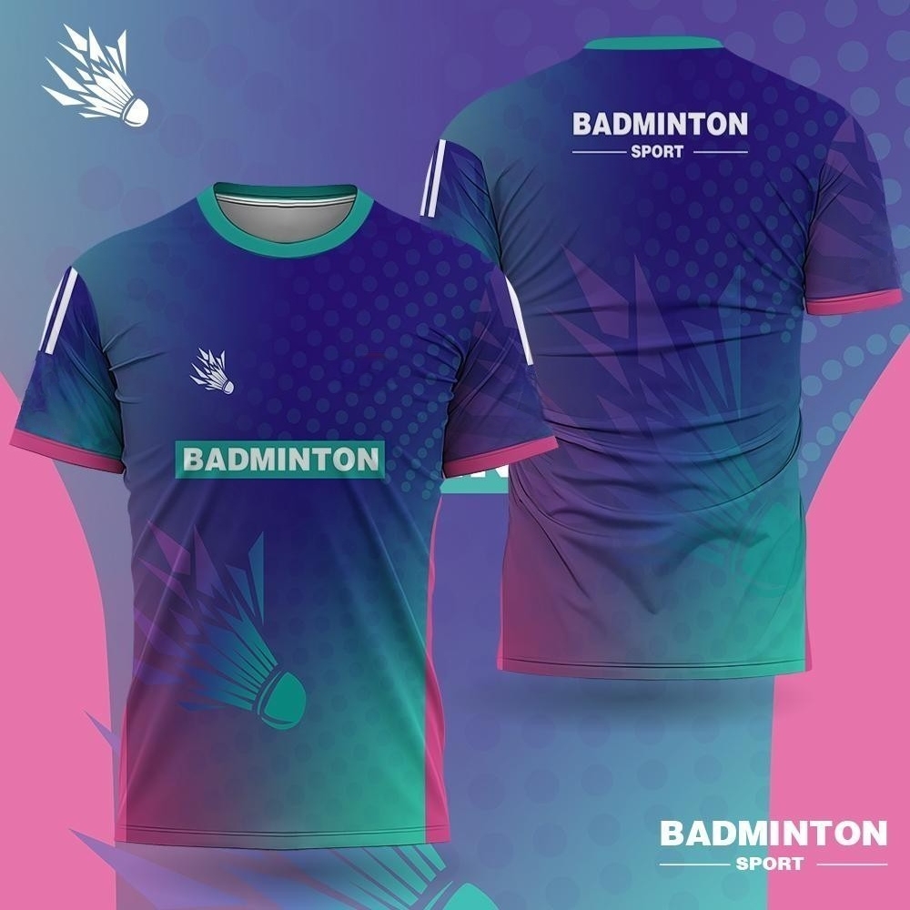 Badminton Wallpaper - เสื้อแบดมินตันผู้ชายลายไล่สีพิมพ์ 3 มิติ เสื้อยืดแบดมินตันสกรีนชื่อและโลโก้ทีม เสื้อกีฬากลางแจ้งแห้งเร็ว เสื้อยิมผู้ชาย